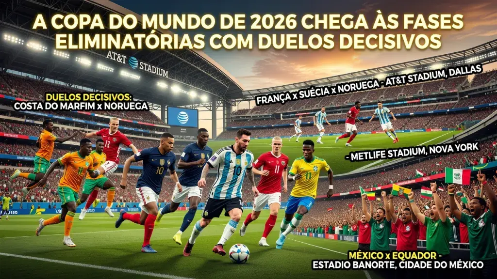 A Copa do Mundo de 2026 chega às fases eliminatórias com duelos decisivos